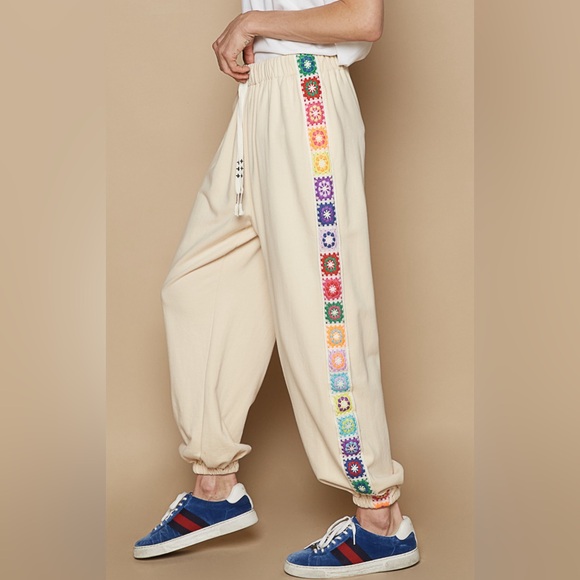 #141 👻 POL  Granny Square French Terry jogger pants - Picture 8 of 8